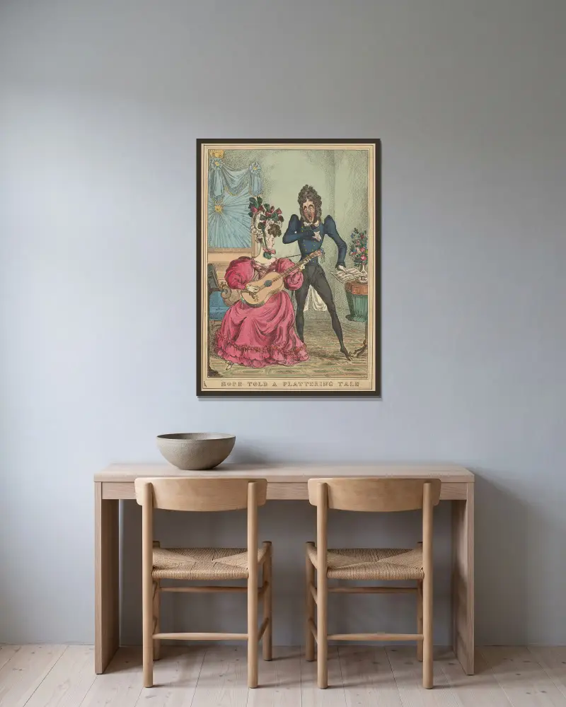 Naděje vyprávěla lichotivý příběh, William Heath v rámu na stěně