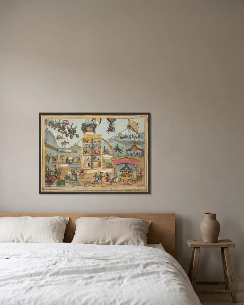 Marsch des Intellekts, Nr. 2 von William Heath gerahmt an einer Wand