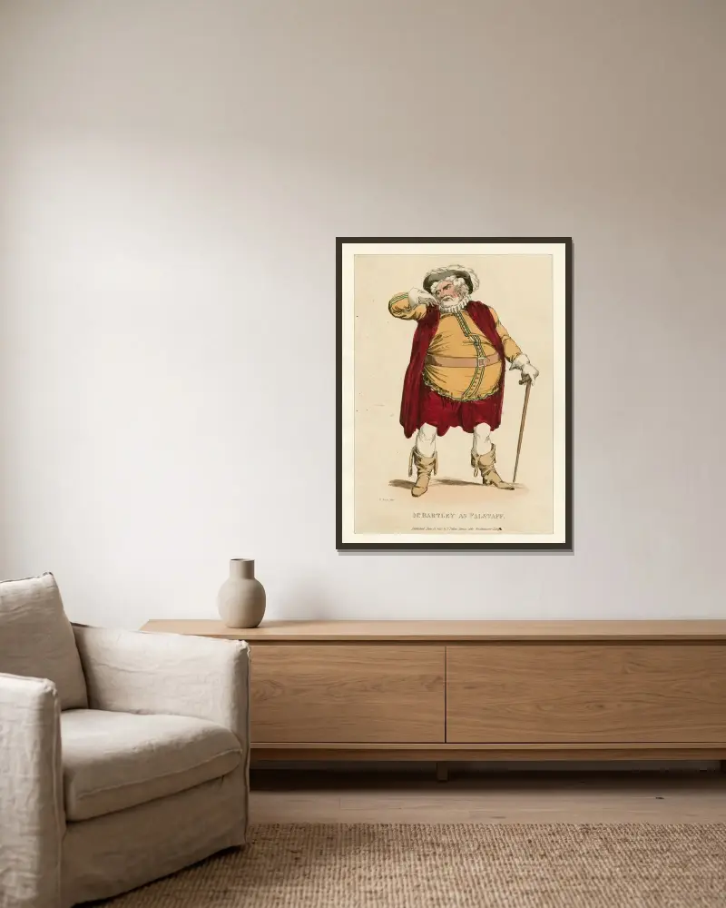 Mr. Bartley als Falstaff von William Heath gerahmt an einer Wand
