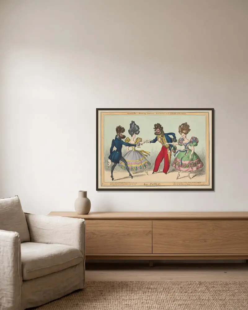 Quadrille – Evening fashions – Dedicated to the heads of the nation. La Poule. av William Heath inramad på en vägg