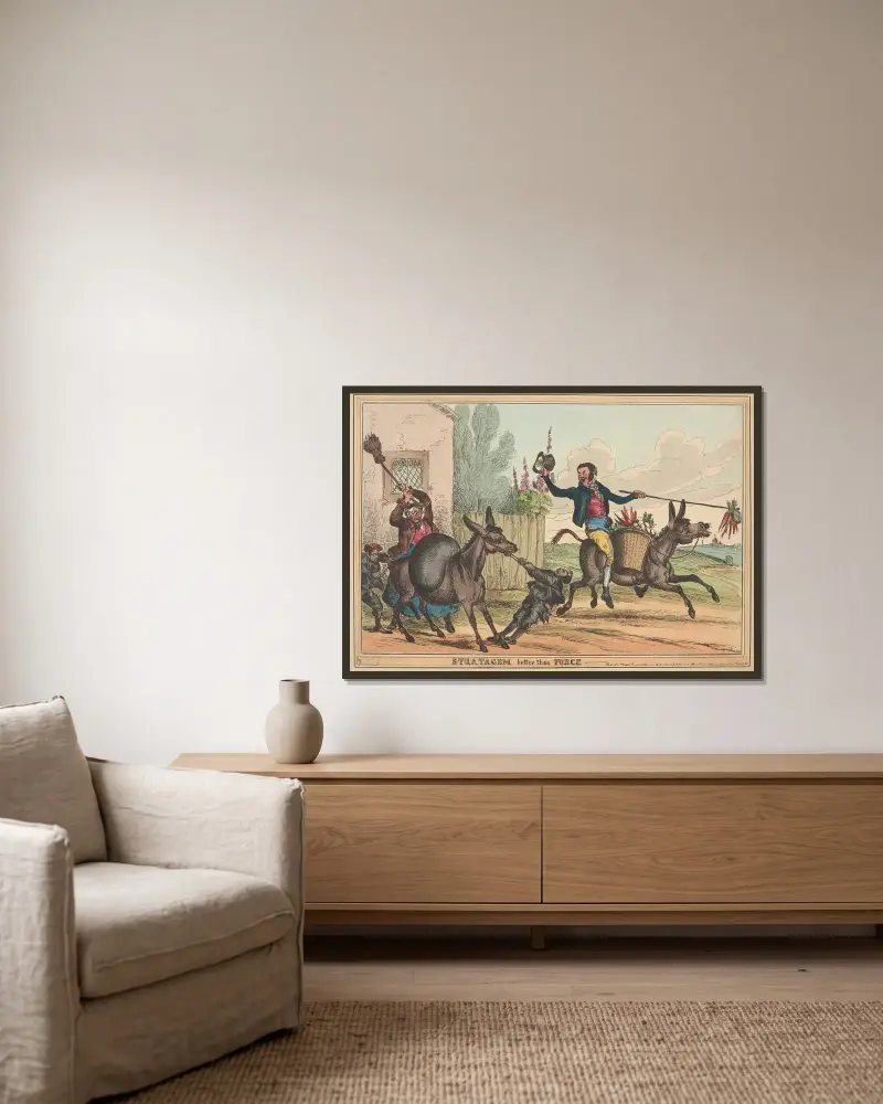 Stratagem better than force. von William Heath gerahmt an einer Wand
