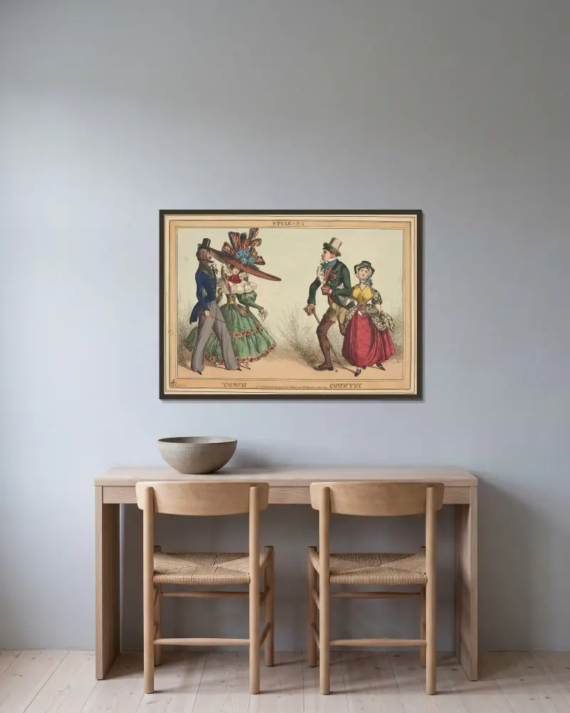 Style – pl. 1. Town. Country. av William Heath inramad på en vägg