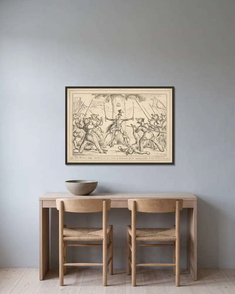 The bears at bay – intended as one of a series of illustrations for the nonintervention system. av William Heath inramad på en vägg