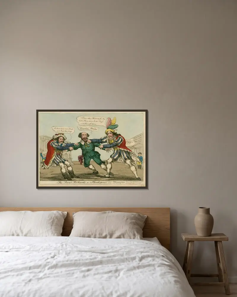 Die Rivalen Richards oder Shakespeare in Gefahr von William Heath gerahmt an einer Wand