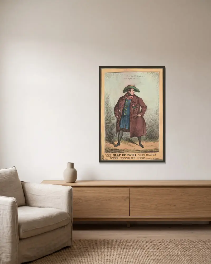 The slap up swell wot drives when hever he likes. von William Heath gerahmt an einer Wand
