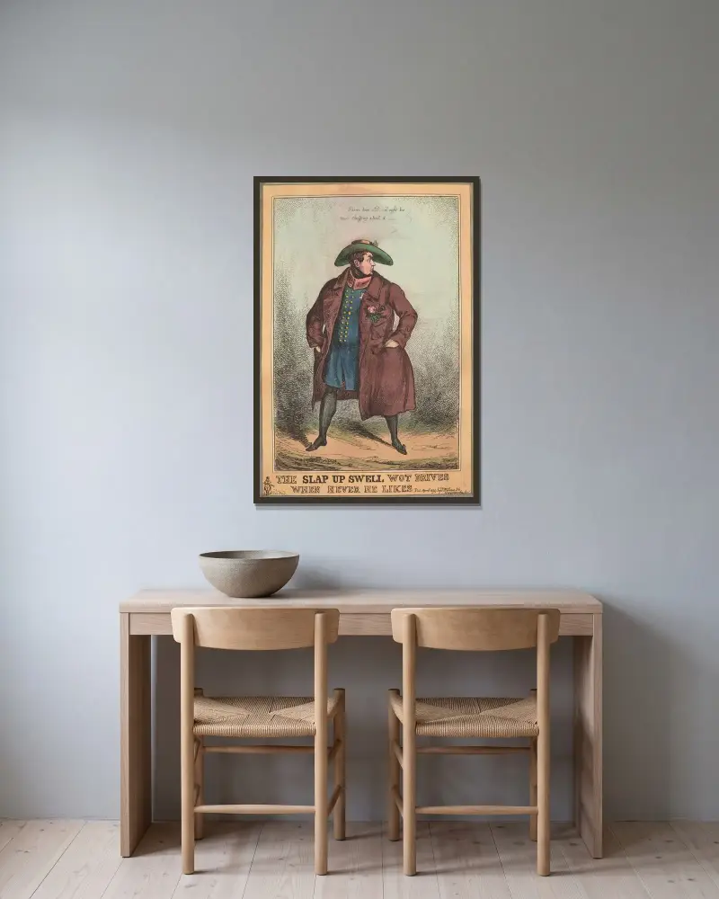 The slap up swell wot drives when hever he likes. von William Heath gerahmt an einer Wand