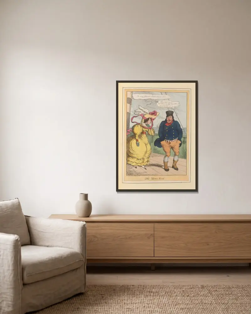Das Dampfschiff von William Heath gerahmt an einer Wand