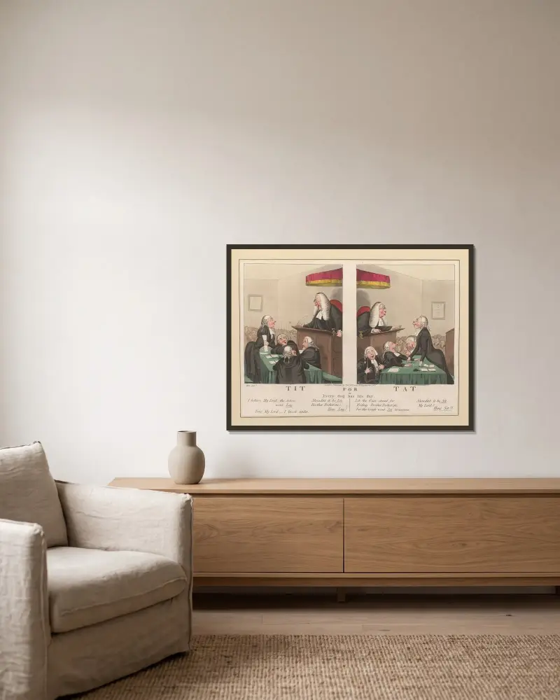 Wie du mir, so ich dir von William Heath gerahmt an einer Wand