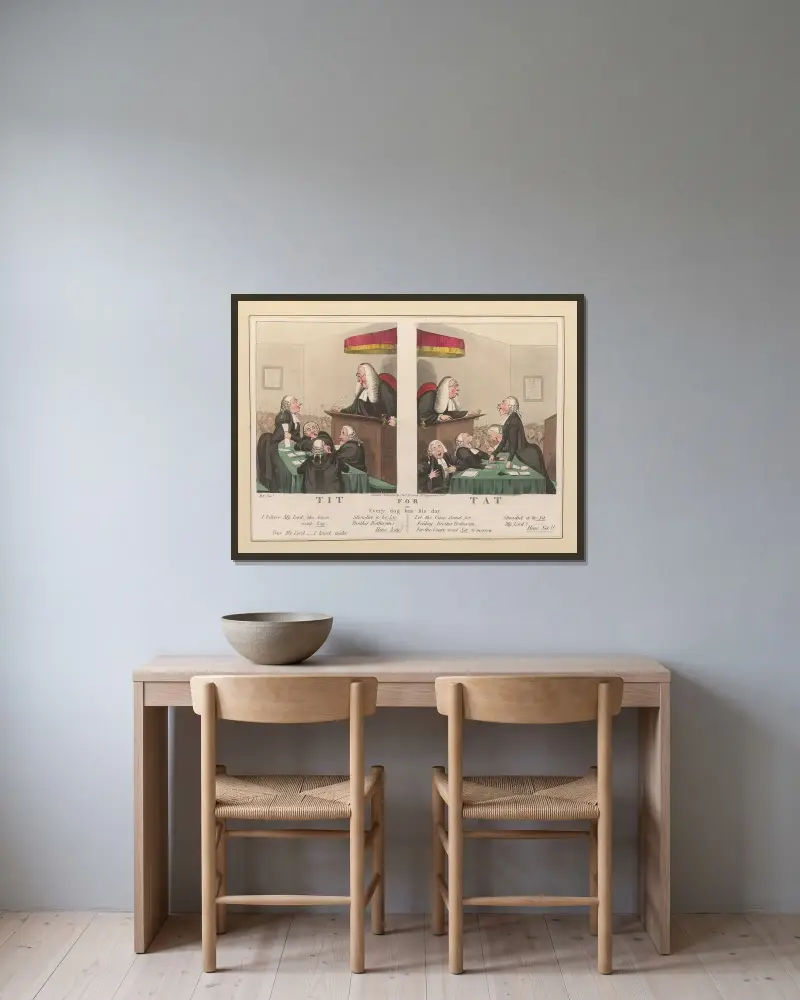 Wie du mir, so ich dir von William Heath gerahmt an einer Wand