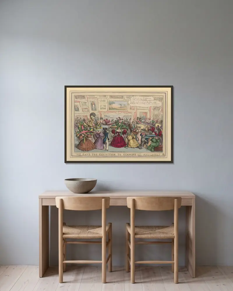 We have the exhibition to examine av William Heath inramad på en vägg