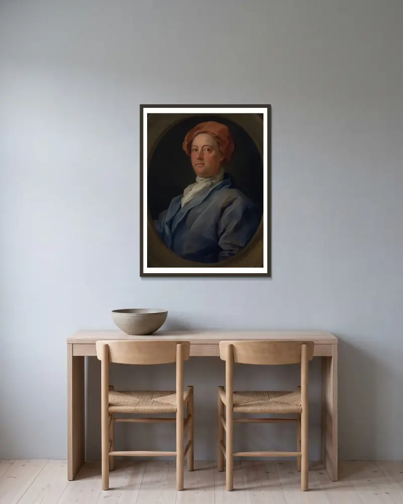 John Palmer, barrister vid Inner Temple av William Hogarth inramad på en vägg