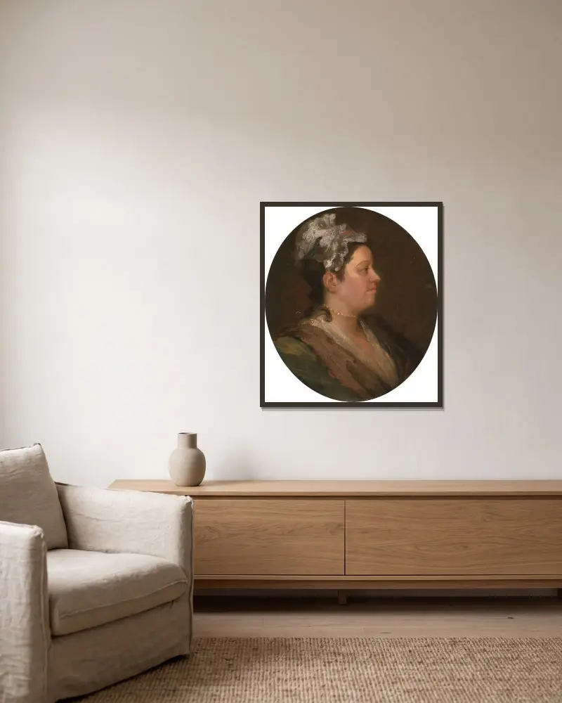 Mary Hogarth av William Hogarth inramad på en vägg