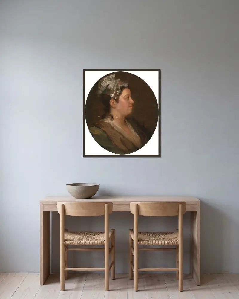 Mary Hogarth av William Hogarth inramad på en vägg