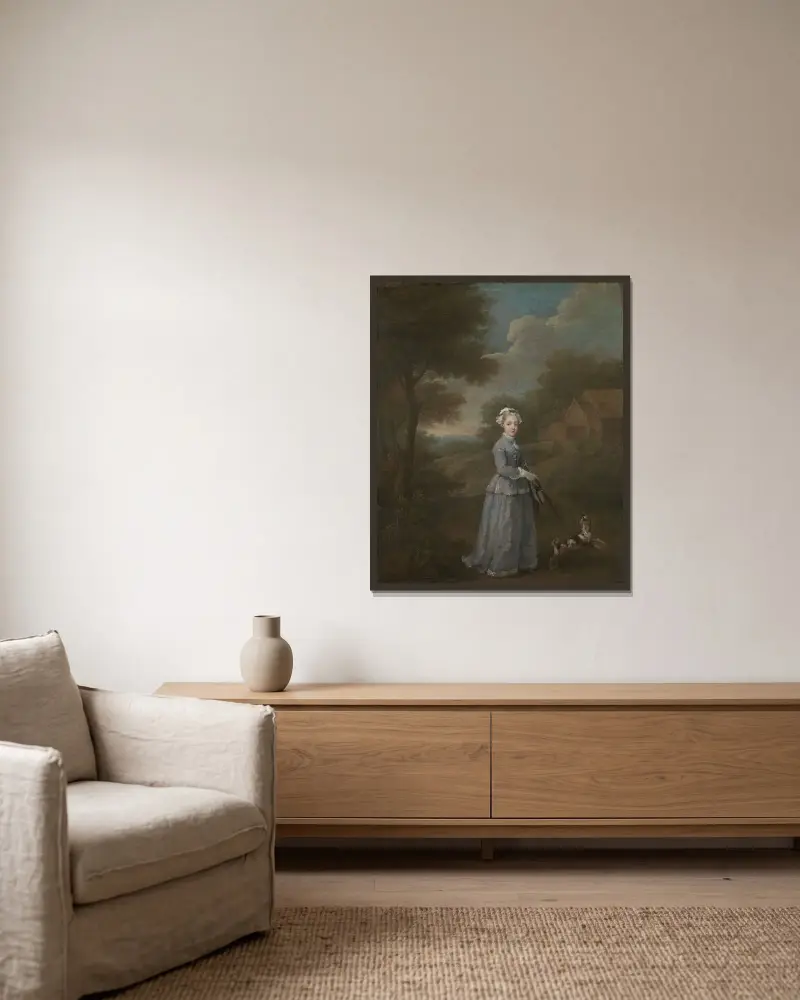 Miss Wood von William Hogarth gerahmt an einer Wand