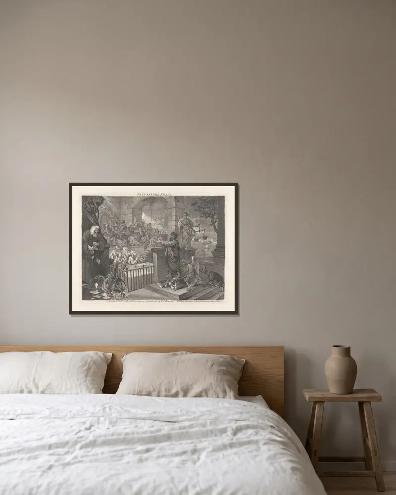Paul before Felix von William Hogarth gerahmt an einer Wand