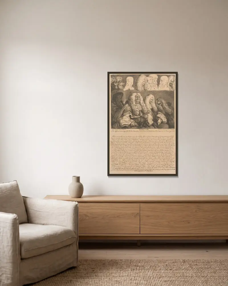 Die Bank von William Hogarth gerahmt an einer Wand
