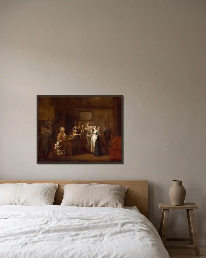 The Denunciation von William Hogarth gerahmt an einer Wand