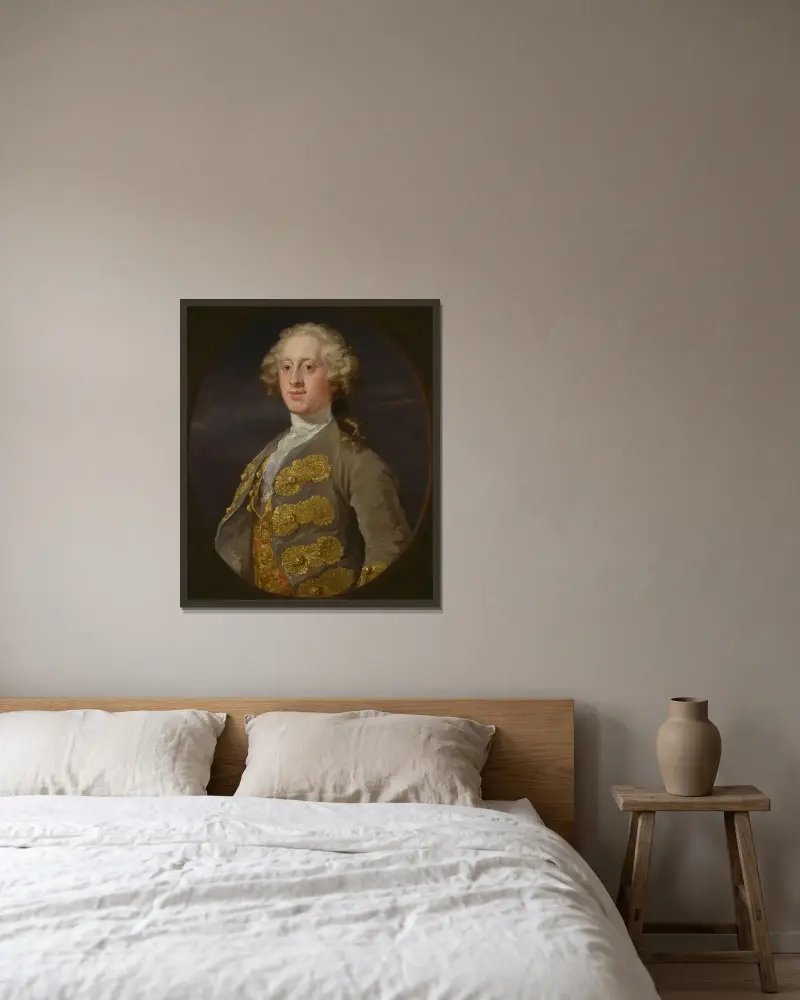William Cavendish, Marquess of Hartington, später 4. Duke of Devonshire von William Hogarth gerahmt an einer Wand