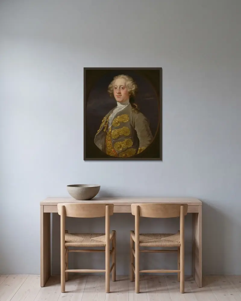 William Cavendish, Marquess of Hartington, später 4. Duke of Devonshire von William Hogarth gerahmt an einer Wand