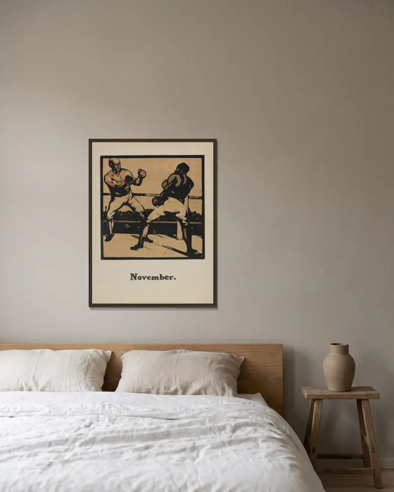 An Almanac of Twelve Sports; Boxing av William Nicholson inramad på en vägg
