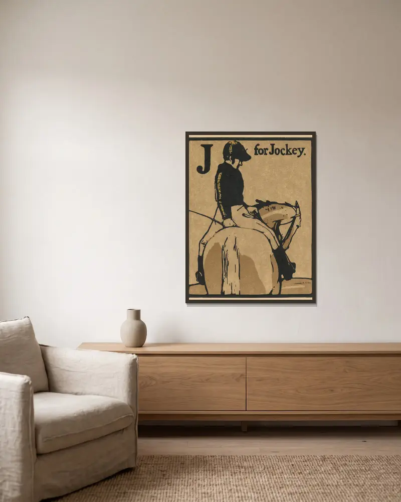 An Alphabet; J for Jockey av William Nicholson inramad på en vägg