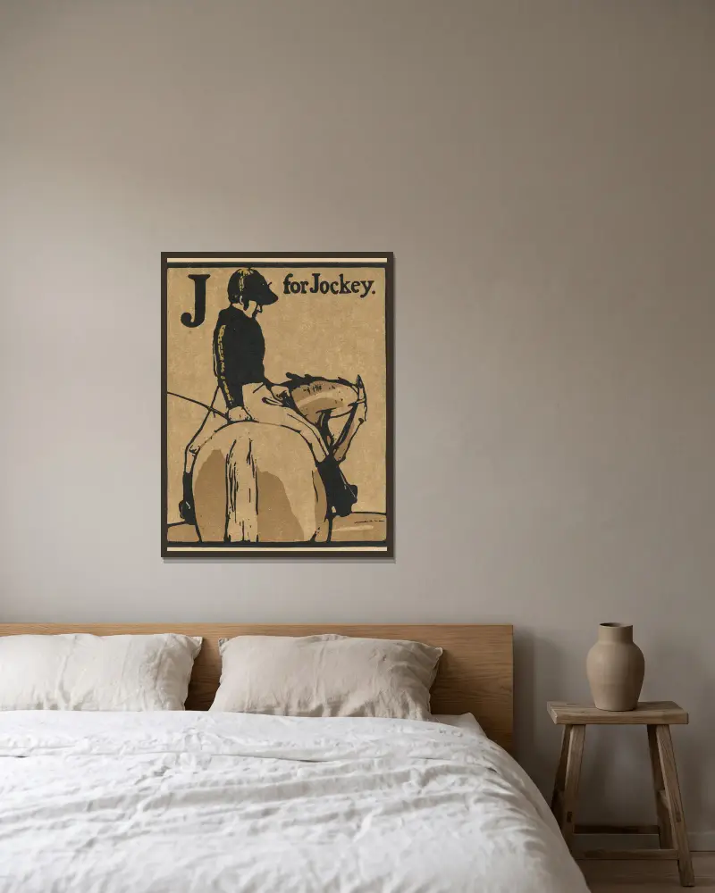 An Alphabet; J for Jockey av William Nicholson inramad på en vägg