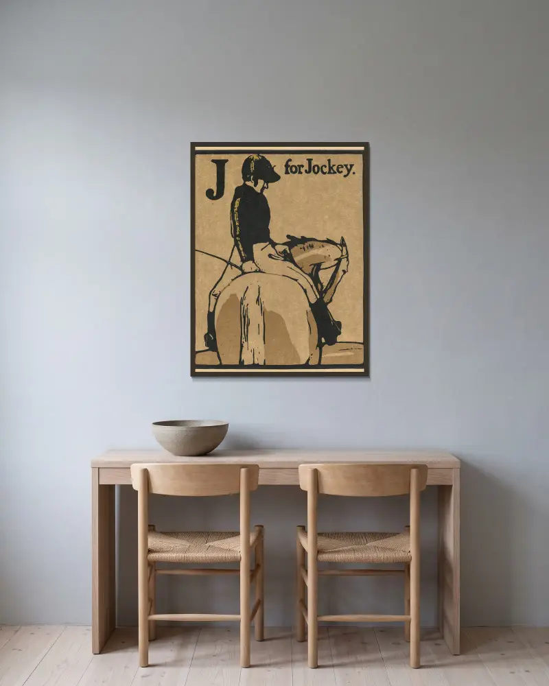 An Alphabet; J for Jockey av William Nicholson inramad på en vägg