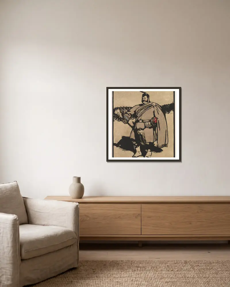 Tambourmajor von William Nicholson gerahmt an einer Wand