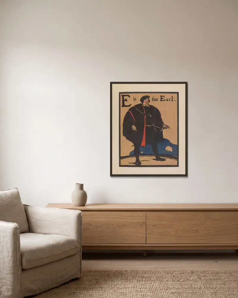 E är för Earl av William Nicholson inramad på en vägg