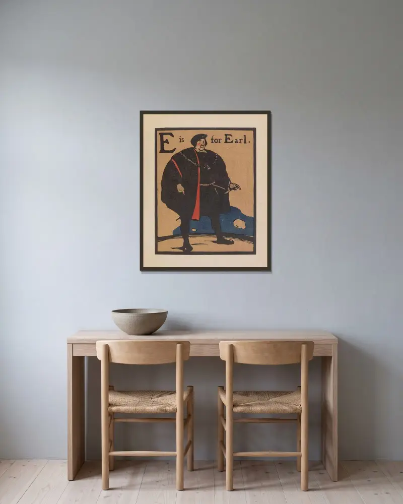 E är för Earl av William Nicholson inramad på en vägg