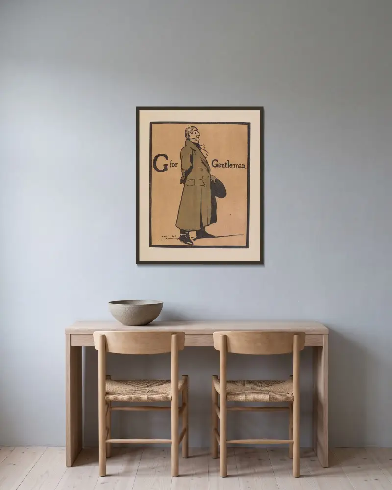 G for Gentleman av William Nicholson inramad på en vägg
