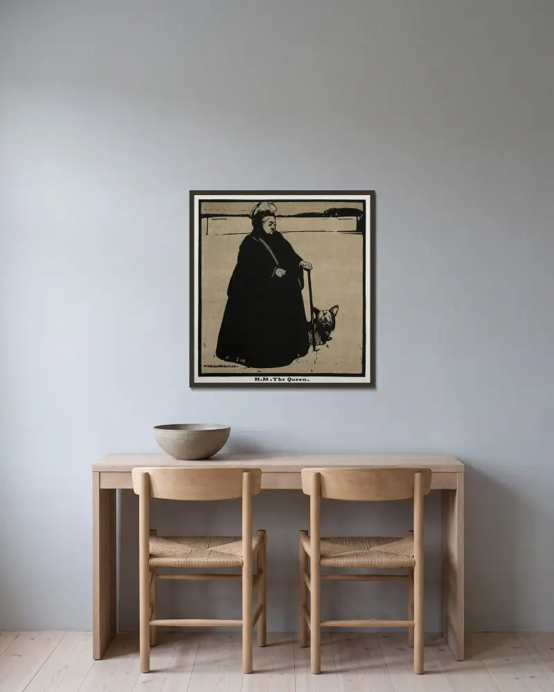 H. M. the Queen av William Nicholson inramad på en vägg