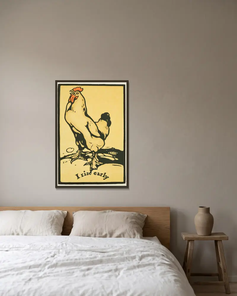 Ich stehe früh auf von William Nicholson gerahmt an einer Wand