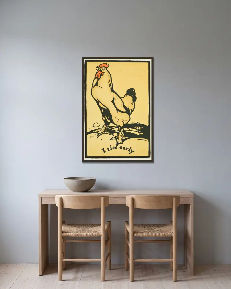 Ich stehe früh auf von William Nicholson gerahmt an einer Wand