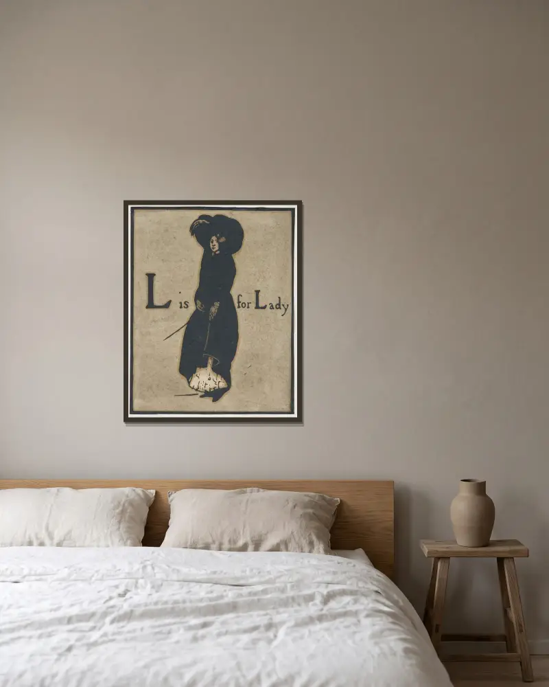 L is for Lady. From; an Alphabet av William Nicholson inramad på en vägg