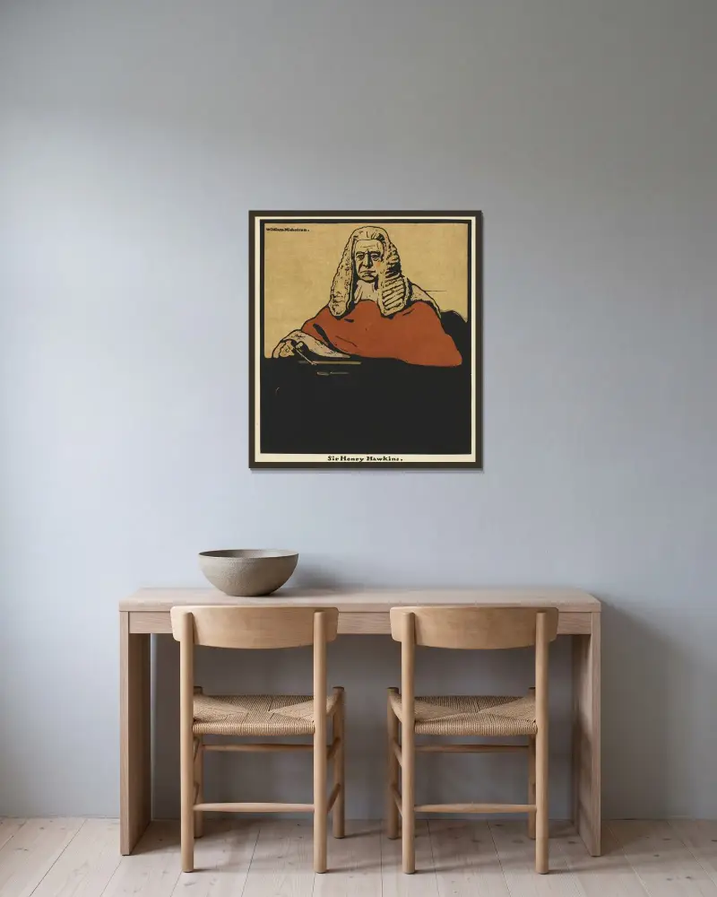 Sir Henry Hawkins av William Nicholson inramad på en vägg