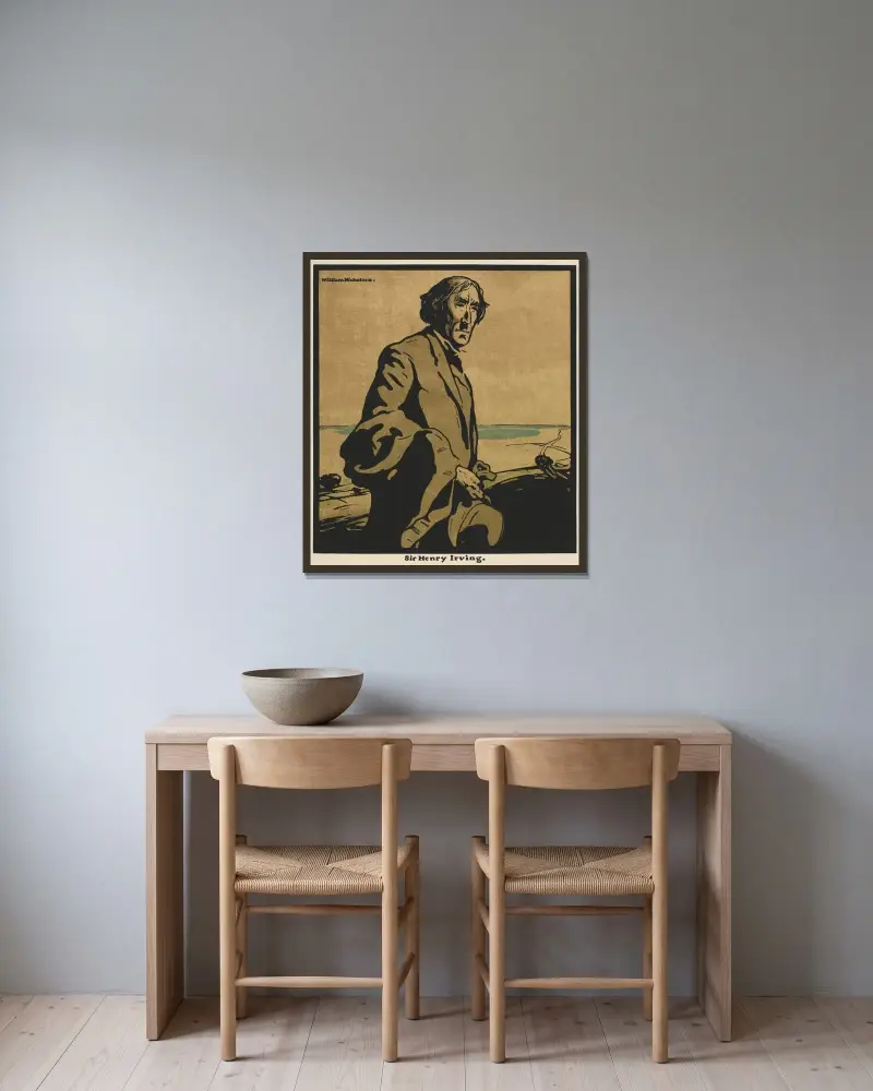 Sir Henry Irving av William Nicholson inramad på en vägg