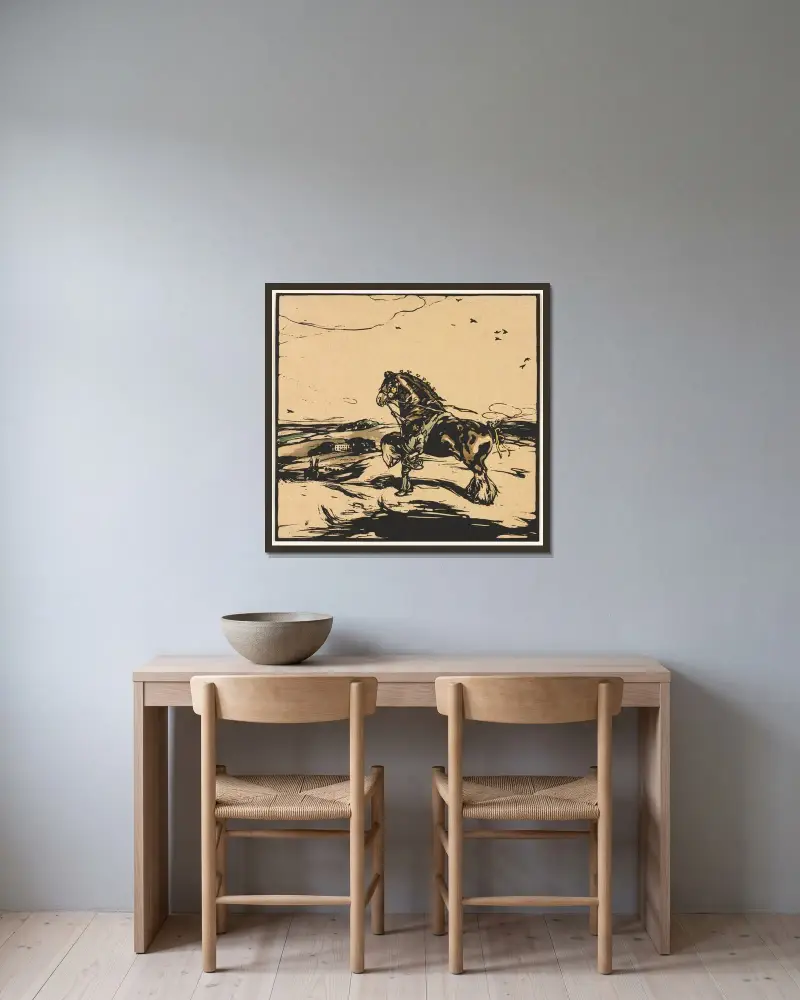 The Shire Horse av William Nicholson inramad på en vägg