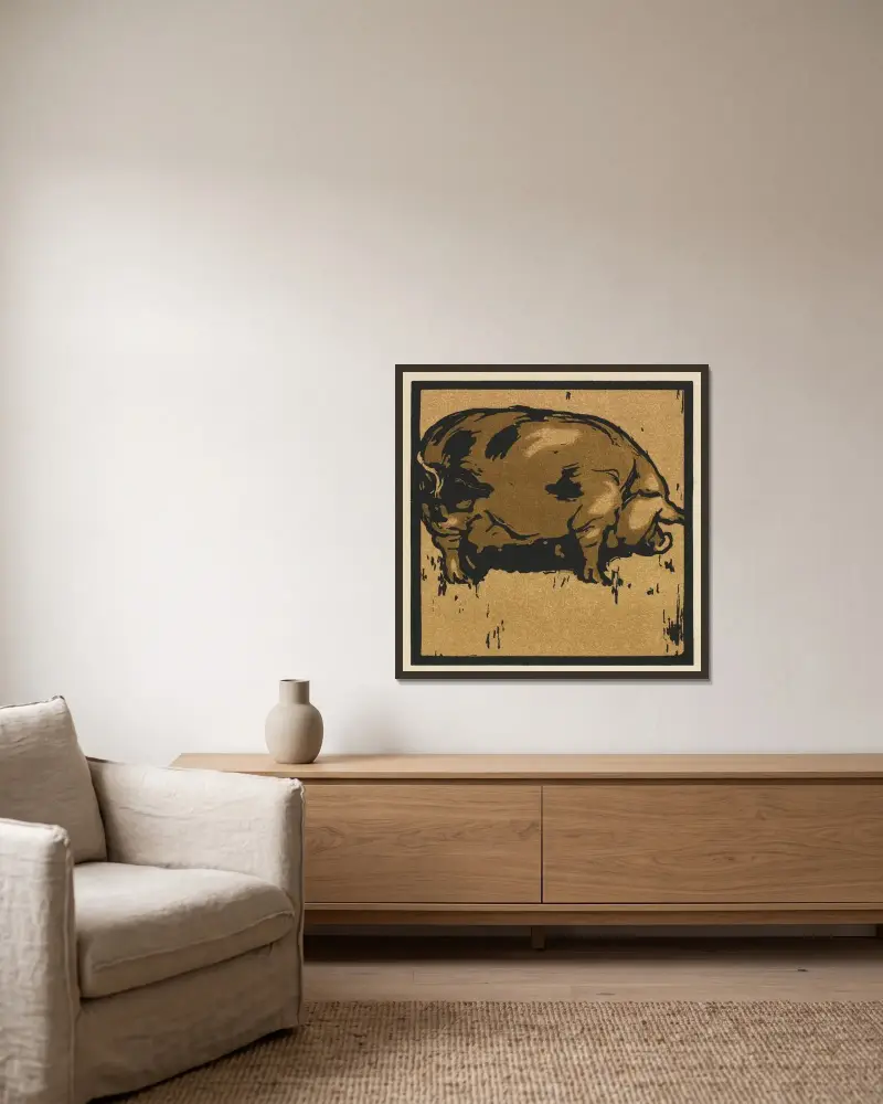 Den lärda grisen av William Nicholson inramad på en vägg