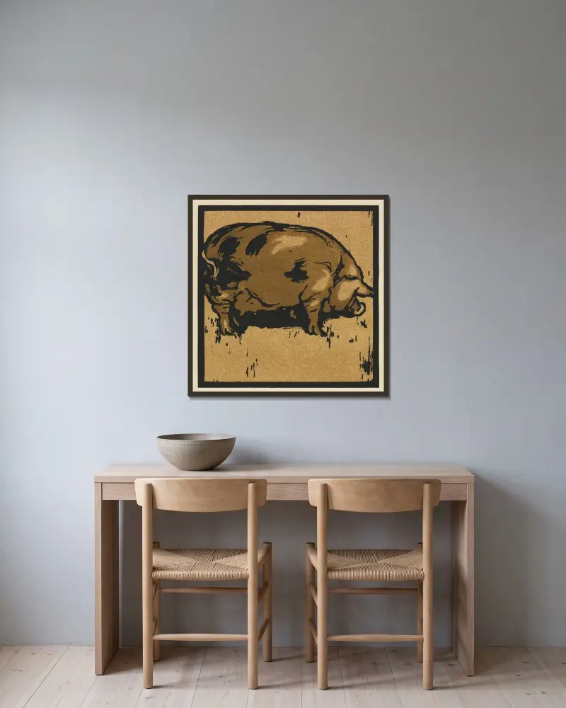 Den lärda grisen av William Nicholson inramad på en vägg