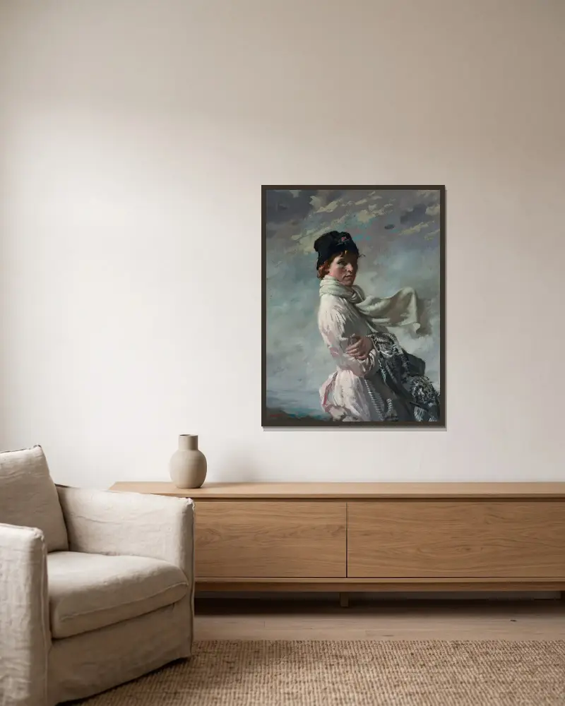 ‘In Dublin Bay’; Portrait of the Artist’s Wife av William Orpen inramad på en vägg
