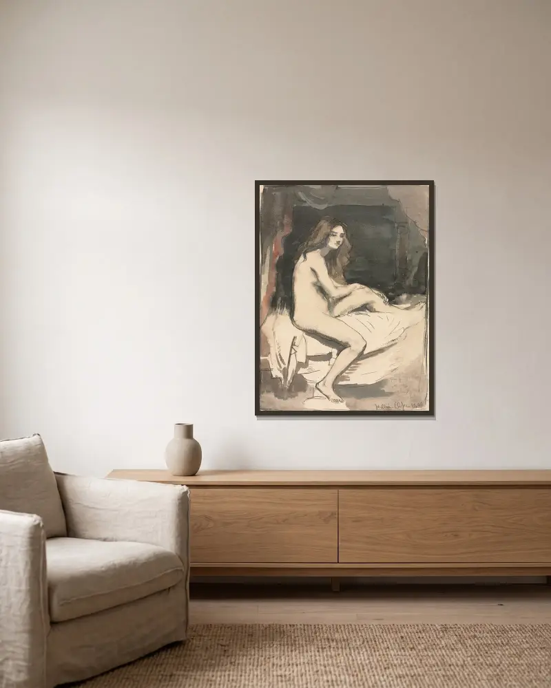 Aktstudie, William Orpen v rámu na stěně
