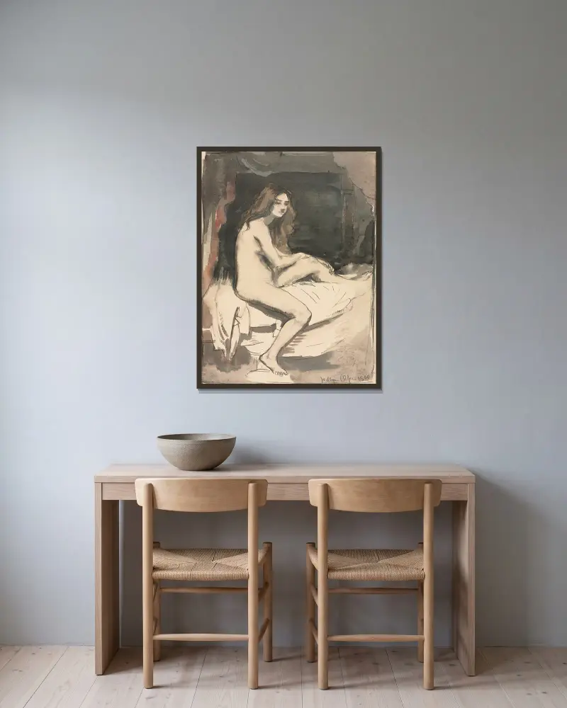 Aktstudie, William Orpen v rámu na stěně