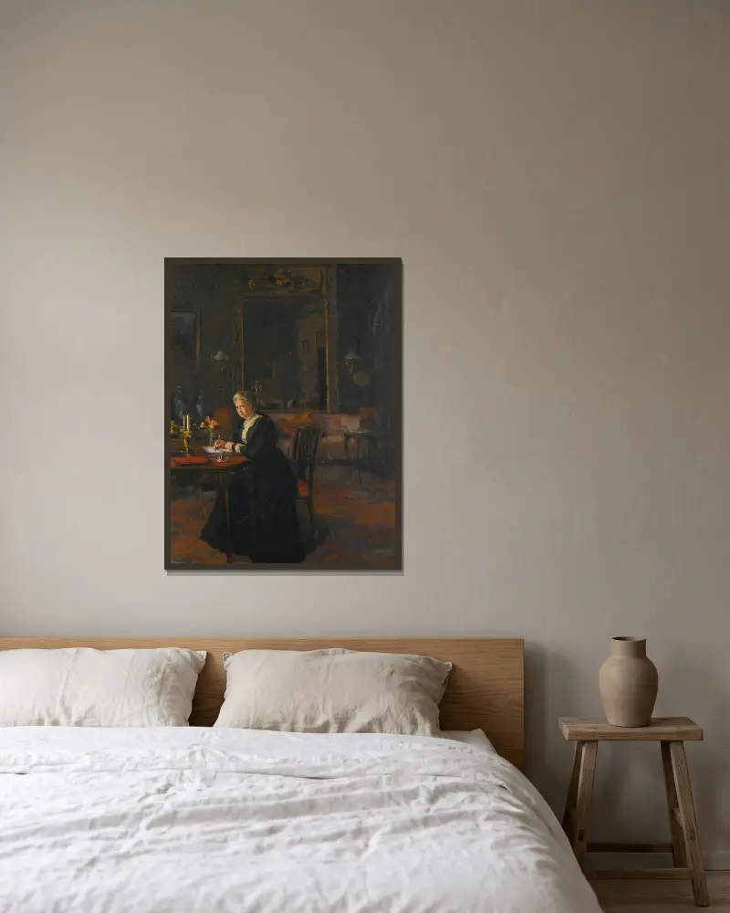 Portrait Interior; Louisa Caroline Elizabeth Hamilton av William Orpen inramad på en vägg
