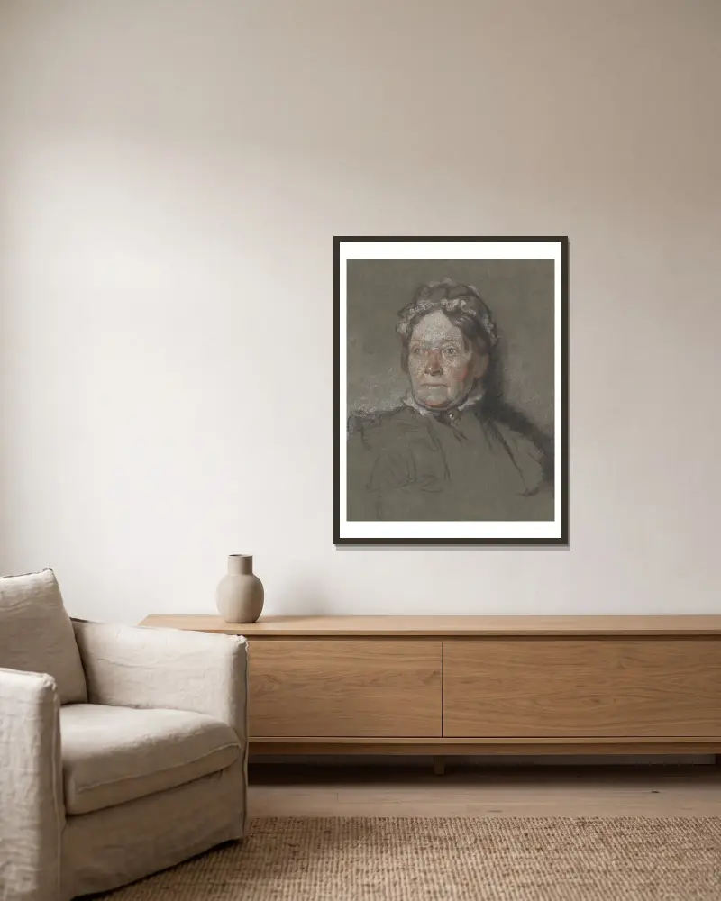 Portrait of Annie, the artist’s mother av William Orpen inramad på en vägg