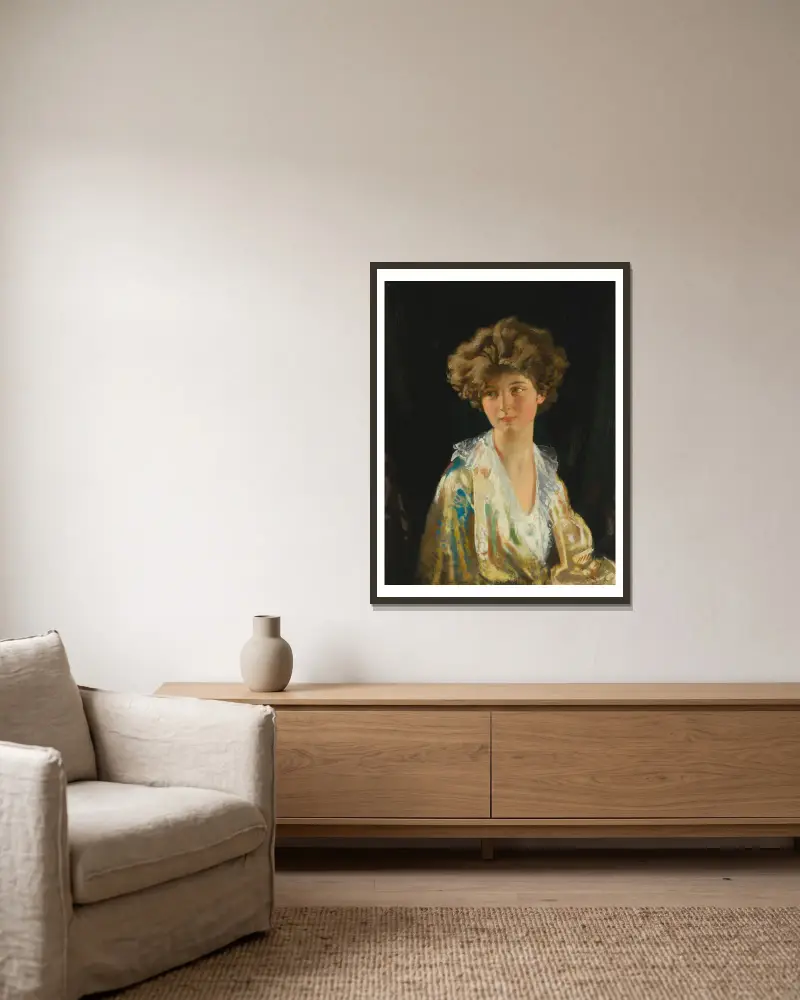 Porträt von Lady Evelyn Herbert von William Orpen gerahmt an einer Wand