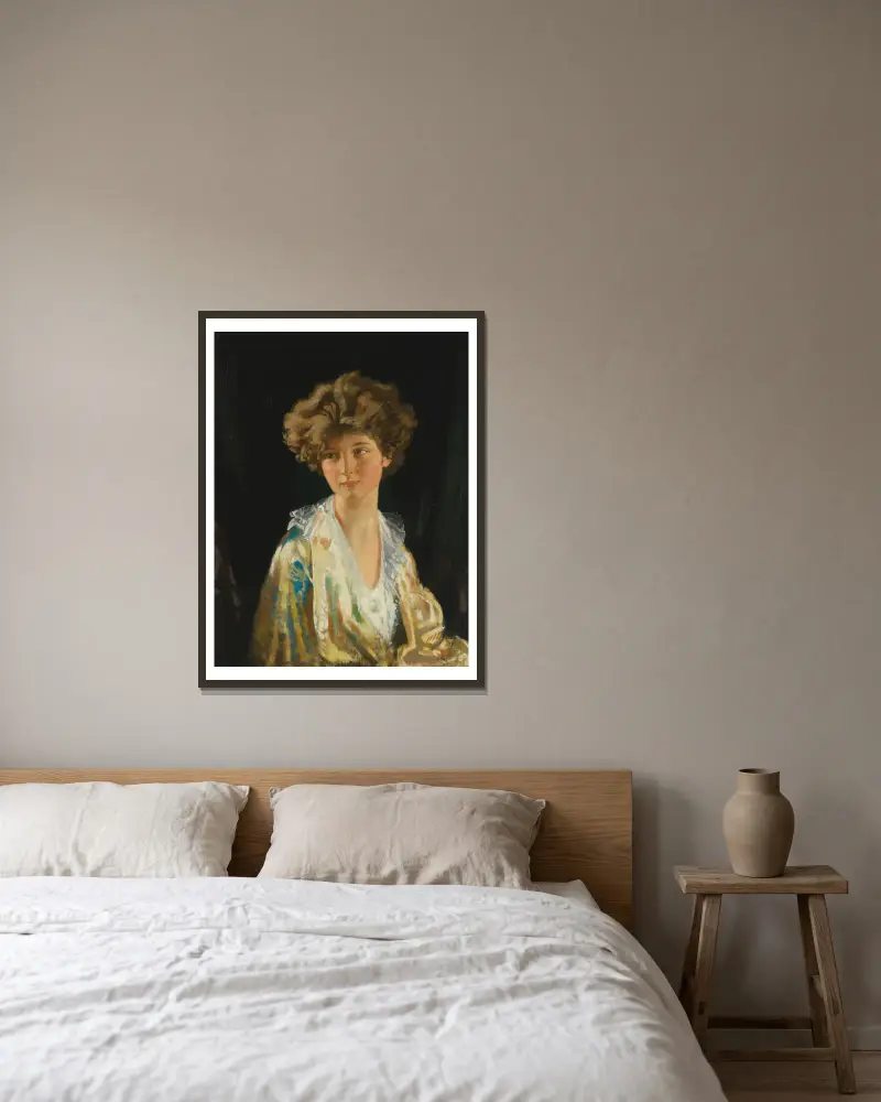 Porträt von Lady Evelyn Herbert von William Orpen gerahmt an einer Wand