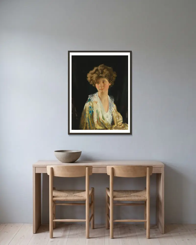 Porträt von Lady Evelyn Herbert von William Orpen gerahmt an einer Wand