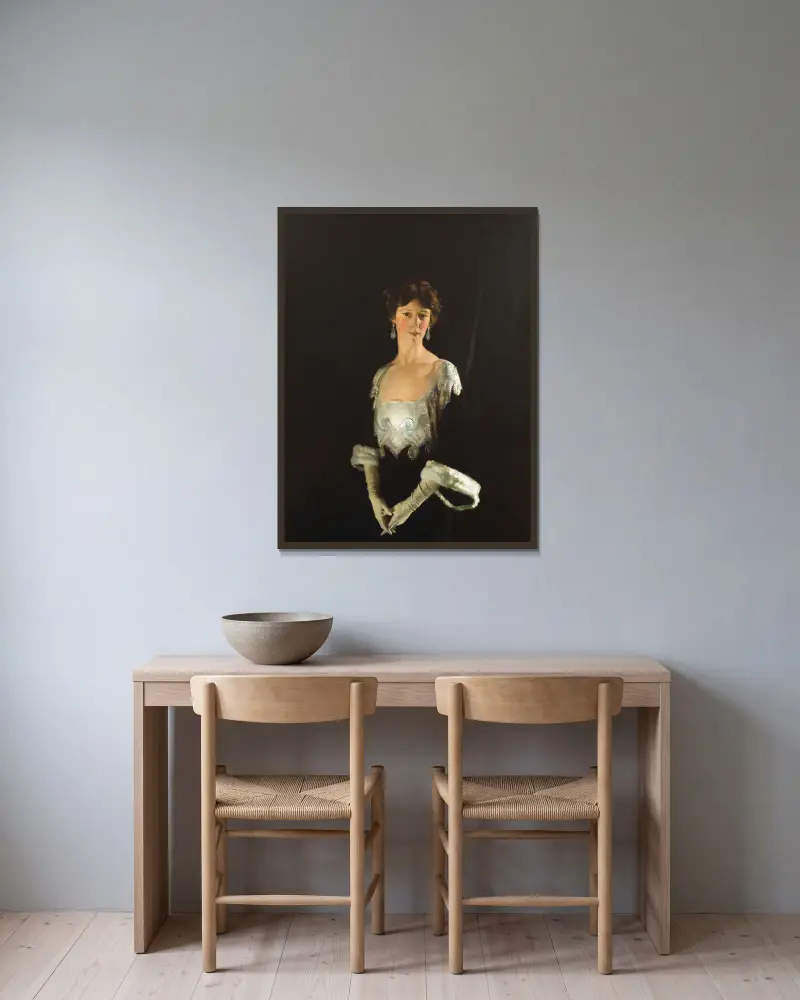 Portrait Of Rose, Fourth Marchioness Of Headfort av William Orpen inramad på en vägg