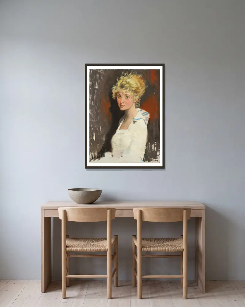The Artist’s Model, Yvonne av William Orpen inramad på en vägg